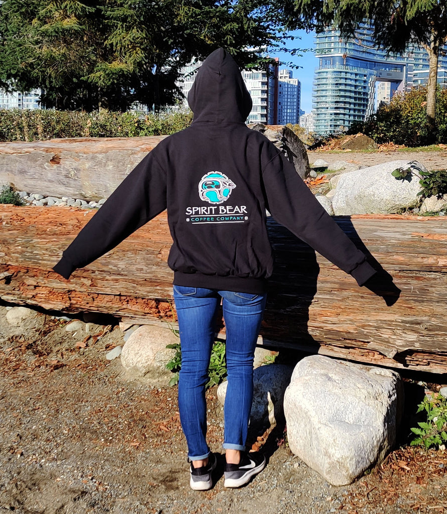 Embroidered Zip Hoodie - Spirit Bear Coffee Company, Order coffee online Canada,  wholesale coffee, organic and fair trade coffee