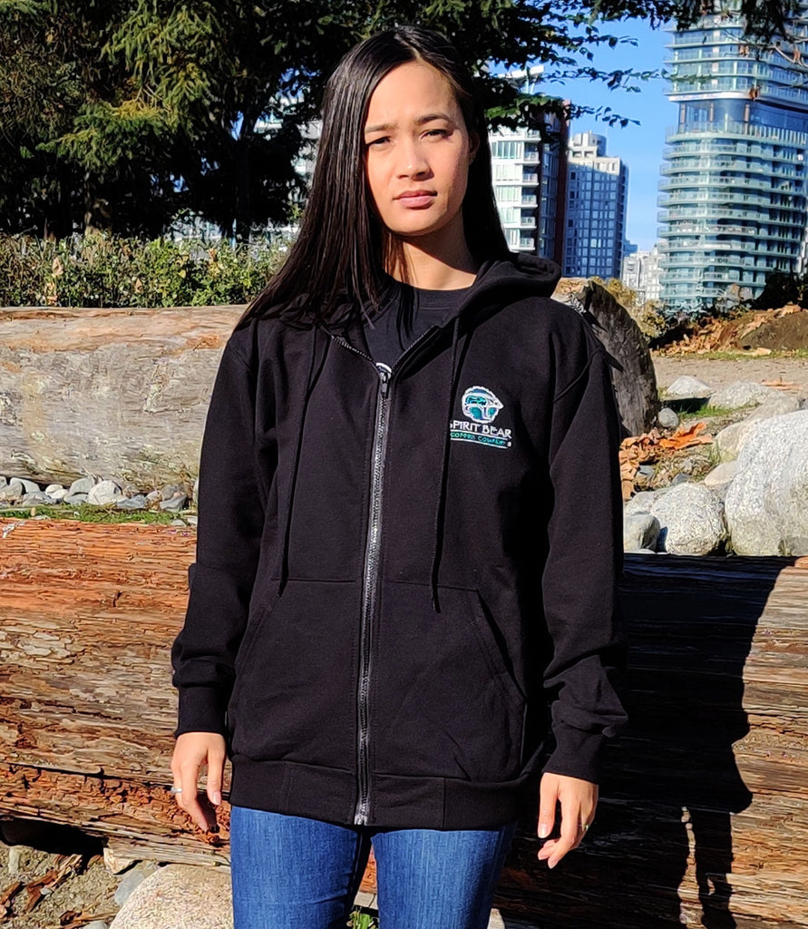 Embroidered Zip Hoodie - Spirit Bear Coffee Company, Order coffee online Canada,  wholesale coffee, organic and fair trade coffee